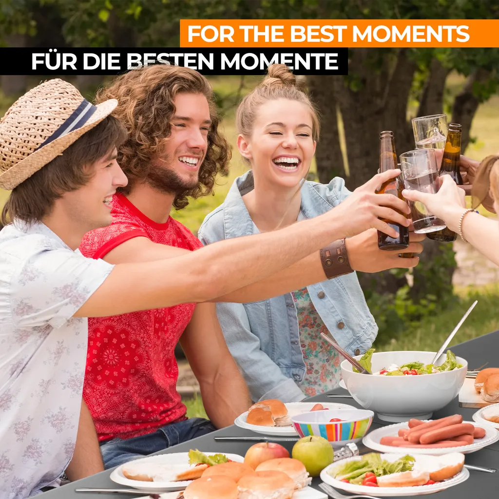 Jago® Klapptisch - 183 Cm Lang, Für 8 Personen, Klappbar, Tragbar, Platzsparend, Outdoor/Indoor, Für Garten, Camping, Bis 150 Kg, Schwarz - Buffettisch, Campingtisch, Koffertisch, Gartentisch 5 Jago® Klapptisch - 183 Cm Lang, Für 8 Personen, Klappbar, Tragbar, Platzsparend, Outdoor/Indoor, Für Garten, Camping, Bis 150 Kg, Schwarz - Buffettisch, Campingtisch, Koffertisch, Gartentisch – Bild 5