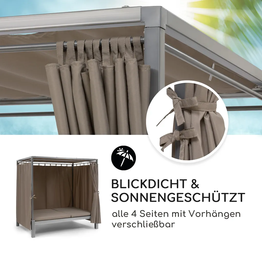 Blumfeldt Sonnenliegen Für 2 Personen, Liege Für Den Garten & Terrasse, Große Sonneninsel Outdoor, Doppelliege Mit Verstellbarer Rückenlehne, Sonnenliege Mit Dach, Liegeinsel Wasserfest, Garten Möbel 4 Blumfeldt Sonnenliegen Für 2 Personen, Liege Für Den Garten & Terrasse, Große Sonneninsel Outdoor, Doppelliege Mit Verstellbarer Rückenlehne, Sonnenliege Mit Dach, Liegeinsel Wasserfest, Garten Möbel – Bild 4