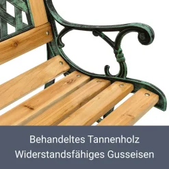 Juskys Gartenbank Pisa – 2-Sitzer Holzbank Mit Armlehnen & Rückenlehne – Wetterfeste Sitzbank 122x54x73 Cm - Seitenelemente Aus Gusseisen -Garten- & Gewächshäuser Geschäft 36fe255c44916129fdf36ab00f5401fc