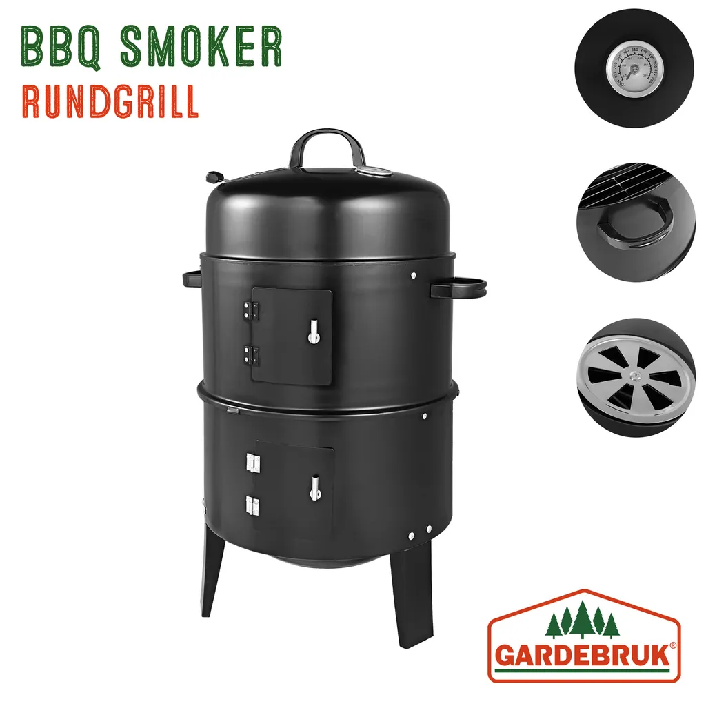 Deuba 3in1 Smoker Inkl. Thermometer Leichter Transport Räucherofen Holzkohlegrill BBQ Rundgrill Räuchertonne 5 Deuba 3in1 Smoker Inkl. Thermometer Leichter Transport Räucherofen Holzkohlegrill BBQ Rundgrill Räuchertonne – Bild 5