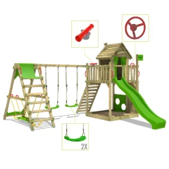 Wickey FATMOOSE Spielturm Klettergerüst HappyHome Mit Schaukel SurfSwing & Rutsche, Spielhaus Mit Sandkasten, Leiter & Spiel-Zubehör - Grün -Garten- & Gewächshäuser Geschäft 3724a5f63b80645135d57dc25fe2d4ec