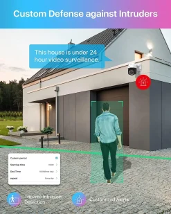 ZOSI 5MP PoE Überwachungskamera Aussen, 355°/140° Schwenkbar PTZ Dome Kamera Outdoor Mit 2-Wege-Audio, Automatisch Verfolgung, 8X Digital Zoom C296 -Garten- & Gewächshäuser Geschäft 376413bf0b939b18d4de1c354810c7f3
