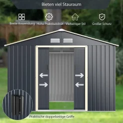 COSTWAY Gerätehaus Metall, 340x255x210 Cm, Geräteschuppen Abschließbar, Gartenhaus Mit 4 Luftschlitzen & Schiebetür, Garten Schuppen Für Rasenmäher Fahrräder, Metallschuppen Geräteschuppen Outdoor 11 COSTWAY Gerätehaus Metall, 340x255x210 Cm, Geräteschuppen Abschließbar, Gartenhaus Mit 4 Luftschlitzen & Schiebetür, Garten Schuppen Für Rasenmäher Fahrräder, Metallschuppen Geräteschuppen Outdoor -Garten- & Gewächshäuser Geschäft 379792c04abbd1ac4573f1e735ed6283
