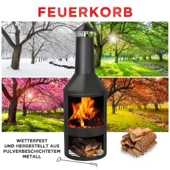 BBQ Collection Gartenkamin - Mit Schornstein - Outdoor-Ofen - 134 X 44,5 CM - Mit Schürhaken - Schwarz -Garten- & Gewächshäuser Geschäft 37b610befd111f3d673443bc869af6a7