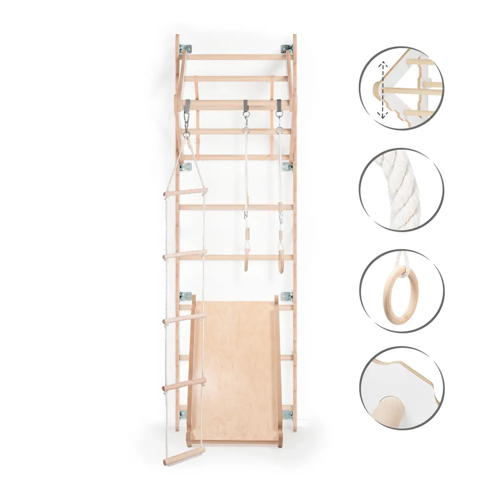 MAMOI® Klettergerüst Indoor, Sprossenwand Für Kinderzimmer Mit Rutsche, Turnringe Kinder Für Klettern, Kletterwand Und Spielgeräte, Turngeräte Mit Klimmzugstange Für Drinnen, Sportgeräte Ab 3 Jahren 2 MAMOI® Klettergerüst Indoor, Sprossenwand Für Kinderzimmer Mit Rutsche, Turnringe Kinder Für Klettern, Kletterwand Und Spielgeräte, Turngeräte Mit Klimmzugstange Für Drinnen, Sportgeräte Ab 3 Jahren – Bild 2