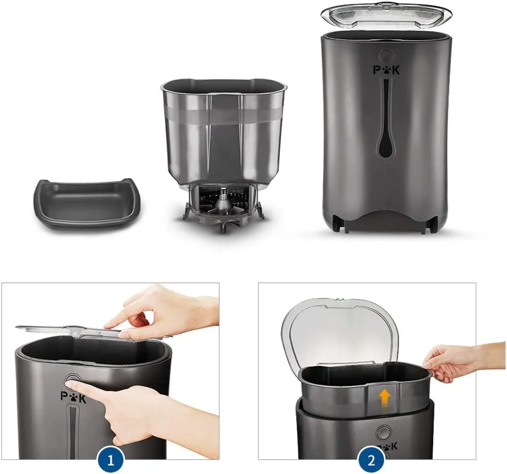 PUPPY KITTY P&K 6,5L Automatischer Futterautomat Für Katzen Und Hunde Mit LCD, 8s Soundaufnahmefunktion, 1-4 Mahlzeiten Pro Tag, Schwarz 7 PUPPY KITTY P&K 6,5L Automatischer Futterautomat Für Katzen Und Hunde Mit LCD, 8s Soundaufnahmefunktion, 1-4 Mahlzeiten Pro Tag, Schwarz – Bild 7