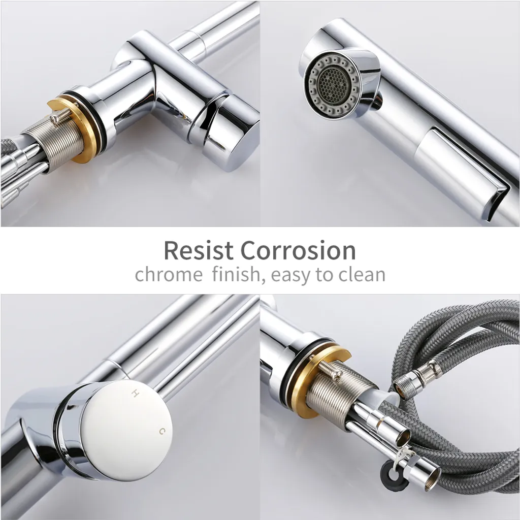 Homelody Wasserhahn Küche Ausziehbar Küchenarmatur Mit 2 Strahlarten Spültischarmatur 360° Schwenkbar Mischbatterie Küche Messing Chrom 5 Homelody Wasserhahn Küche Ausziehbar Küchenarmatur Mit 2 Strahlarten Spültischarmatur 360° Schwenkbar Mischbatterie Küche Messing Chrom – Bild 5