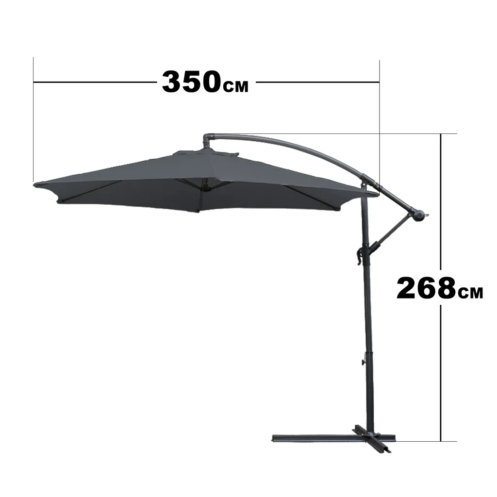 EINFEBEN Sonnenschirm Alu Ampelschirm ? 350cm Grau Gartenschirm Mit Staender, Hoehenverstellbar, Klappbar, UV-Schutz 40+ Diverse Farben Wasserabweisende Marktschirm 5 EINFEBEN Sonnenschirm Alu Ampelschirm ? 350cm Grau Gartenschirm Mit Staender, Hoehenverstellbar, Klappbar, UV-Schutz 40+ Diverse Farben Wasserabweisende Marktschirm – Bild 5