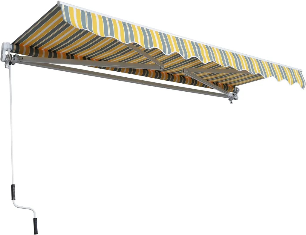Outsunny Markise Gelenkarmmarkise Sonnenschutz Handkurbel Balkon Alu Gelb+Grau 3,5x2,5m 2 Outsunny Markise Gelenkarmmarkise Sonnenschutz Handkurbel Balkon Alu Gelb+Grau 3,5x2,5m – Bild 2