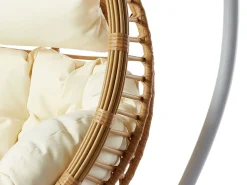 Mirjan24 Hängesessel Bali, Stilvoll Hängekorb, Gartensessel Mit Stahlskelett, Rattan, Kokon (Schwarz / Natur + Grau Kissen) -Garten- & Gewächshäuser Geschäft 386251b3e2da419a31de98abdfa3af79