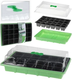 Meinposten Minigewächshaus Anzuchthaus 24 Fächer Gewächshaus 37x23x10 Cm Saatgut Anzucht