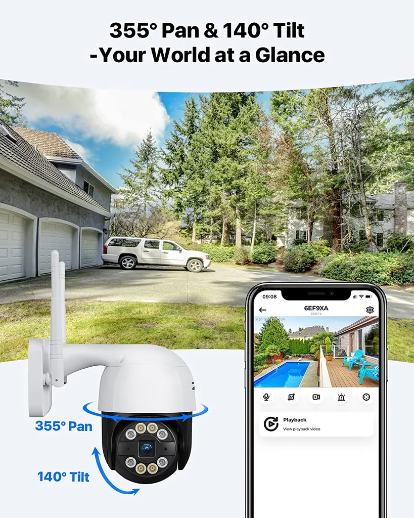 ZOSI 1080P Außen WLAN PTZ Dome Überwachungskamera, 2 Wege Audio, Personenerkennung, Spotlight Alarm, Farbnachtsicht 2 ZOSI 1080P Außen WLAN PTZ Dome Überwachungskamera, 2 Wege Audio, Personenerkennung, Spotlight Alarm, Farbnachtsicht – Bild 2