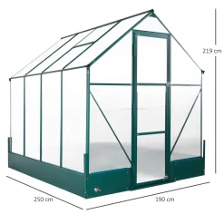 Outsunny Gewächshaus Für Den Garten, Vielseitig Nutzbar Als Treibhaus, Tomatenhaus, Frühbeet Und Pflanzenhaus, 4 Mm PC Sonnenschutzplatte, Aluminium, Transparent+Grün, 250x190x219 Cm 14 Outsunny Gewächshaus Für Den Garten, Vielseitig Nutzbar Als Treibhaus, Tomatenhaus, Frühbeet Und Pflanzenhaus, 4 Mm PC Sonnenschutzplatte, Aluminium, Transparent+Grün, 250x190x219 Cm -Garten- & Gewächshäuser Geschäft 38add3ff5679ddbcebde18c5820d28dc