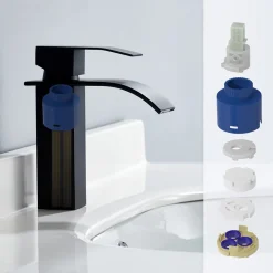 Aihom Homelody Schwarz Wasserfall Wasserhahn Bad Einhandmischer Waschtischarmaturen, Einhebelmischer Aus Messing Wasserhahn Waschbecken Für Badezimmer -Garten- & Gewächshäuser Geschäft 38df70b28ea92e57cdb5c53f9b481315