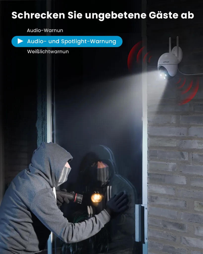 IeGeek 2K Überwachungskamera Wlan Mit 32GB SD-Karte, PTZ Outdoor IP Kamera Überwachung WiFi Dome Camera Mit Farbnachtsicht, Mensch Bewegungsmelder, 2-Wege-Audio 5 IeGeek 2K Überwachungskamera Wlan Mit 32GB SD-Karte, PTZ Outdoor IP Kamera Überwachung WiFi Dome Camera Mit Farbnachtsicht, Mensch Bewegungsmelder, 2-Wege-Audio – Bild 5