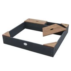 AXI Sandkasten Amy Aus Holz Mit Abdeckplane In Anthrazit & Braun | Sand Kasten Mit Abdeckung Für Kinder Mit Sitzbank, Sitzecken & Stauraum | 115 X 115 Cm