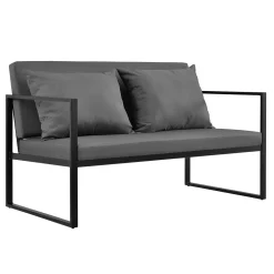 [casa.pro]® Gartenbank Gartensofa Schwarz/Dunkelgrau Bank Parkbank Sitzbank Garten Lounge