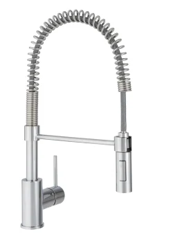 Adeo Verlag DELINIA - Küchenarmatur Mit Ausziehbarer Brause THOMAS - Hochdruckarmatur - 360° Drehbar - 2 Strahlarten - Messing Verchromt - Höhe Unter Auslauf 10,3 Cm - Mischbatterie - Wasserhahn Küche