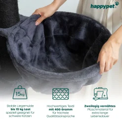 Happypet® Kratzbaum Für Katzen Groß 181 Cm Hoch CAT021 Kletterbaum Katzenbaum, Stabile Extra Dicke Sisal-Säulen Ca. 11cm, Haus Spieltunnel, Große Liegemulden (Belastbarkeit 15 Kg), Tau Kratzrolle ANTHRAZIT -Garten- & Gewächshäuser Geschäft 3918f12478d815438512262ff1e023d0