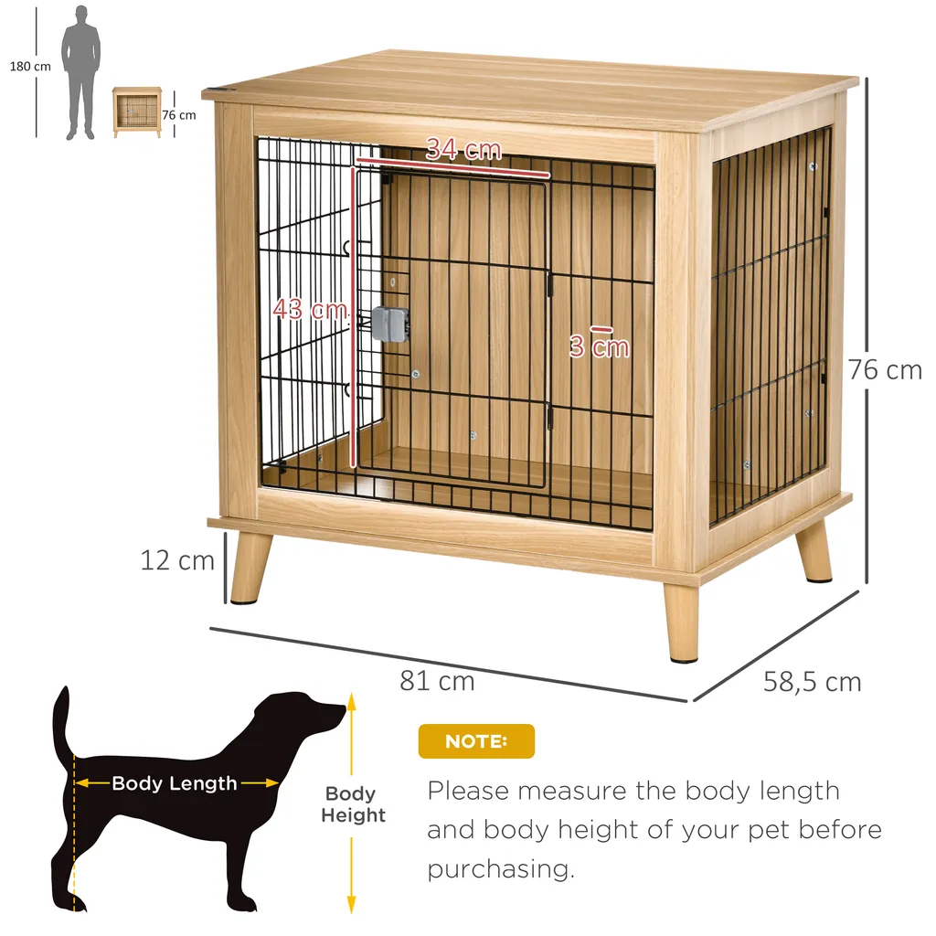 PawHut Hundekäfig Aus Holz Transportbox Mit Tischoberfläche Erhöhtes Design Hundebox Transportkäfig Innen Zuhause Tierkäfig Haustier Natur 81 X 58,5 X 76 Cm 3 PawHut Hundekäfig Aus Holz Transportbox Mit Tischoberfläche Erhöhtes Design Hundebox Transportkäfig Innen Zuhause Tierkäfig Haustier Natur 81 X 58,5 X 76 Cm – Bild 3