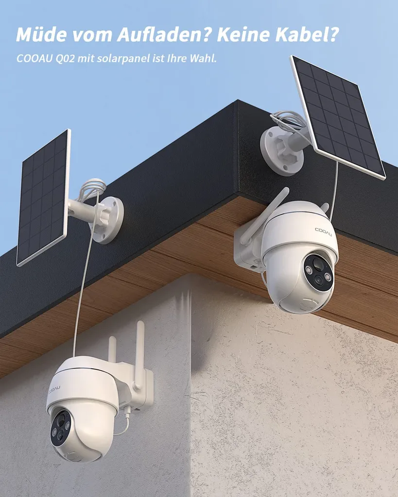 COOAU Überwachungskamera Aussen Solar Akku, 2K PTZ 355°/90° Kabellos WLAN IP Kamera Outdoor Mit PIR Bewegungsmelder, Farbige Nachtsicht,Spotlight,IP66 ,2-Wege-Audio, Cloud-Speicher 2 COOAU Überwachungskamera Aussen Solar Akku, 2K PTZ 355°/90° Kabellos WLAN IP Kamera Outdoor Mit PIR Bewegungsmelder, Farbige Nachtsicht,Spotlight,IP66 ,2-Wege-Audio, Cloud-Speicher – Bild 2