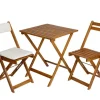 Spetebo Balkon Sitzgruppe Akazie + Kissen - 2x Klappstuhl + Klapptisch - Holz Möbel Set