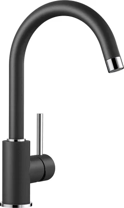 Mmgoqqt Gebürsteter Edelstahl-Warm- Und Kaltwasser-Küchenarmatur Großer, Gebogener Sieben-Zeichen-Edelstahl-Waschbecken-Mischwasser-Waschtischarmatur,Edelstahlfarbe Große Biegung