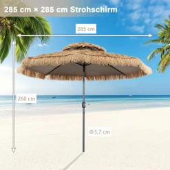 COSTWAY Sonnenschirm Hawaii, Terrassenschirm Mit Doppeldach, Stroh Strandschirm Marktschirm Neigbar Gartenschirm Für Strand, Garten, Outdoor 11 COSTWAY Sonnenschirm Hawaii, Terrassenschirm Mit Doppeldach, Stroh Strandschirm Marktschirm Neigbar Gartenschirm Für Strand, Garten, Outdoor -Garten- & Gewächshäuser Geschäft 39d7a6bdf1de74693f787163c31b7bce