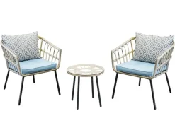 Balkonset Garden Place Jenny 3-Sitzer Bestehend Aus: Tisch,2 Sessel, Auflagen Aluminium Silber