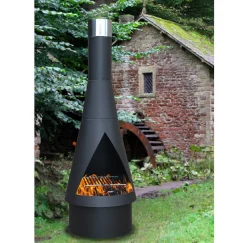 GardenmaxX - Denver Gartenkamin 160 Schwarz - Stahl - Gartenkamin - Terassenofen - Feuerstelle - 56 X 56 X 160 Cm - Schwarz -Garten- & Gewächshäuser Geschäft 3a47e368571a801b320a7d27420be12e