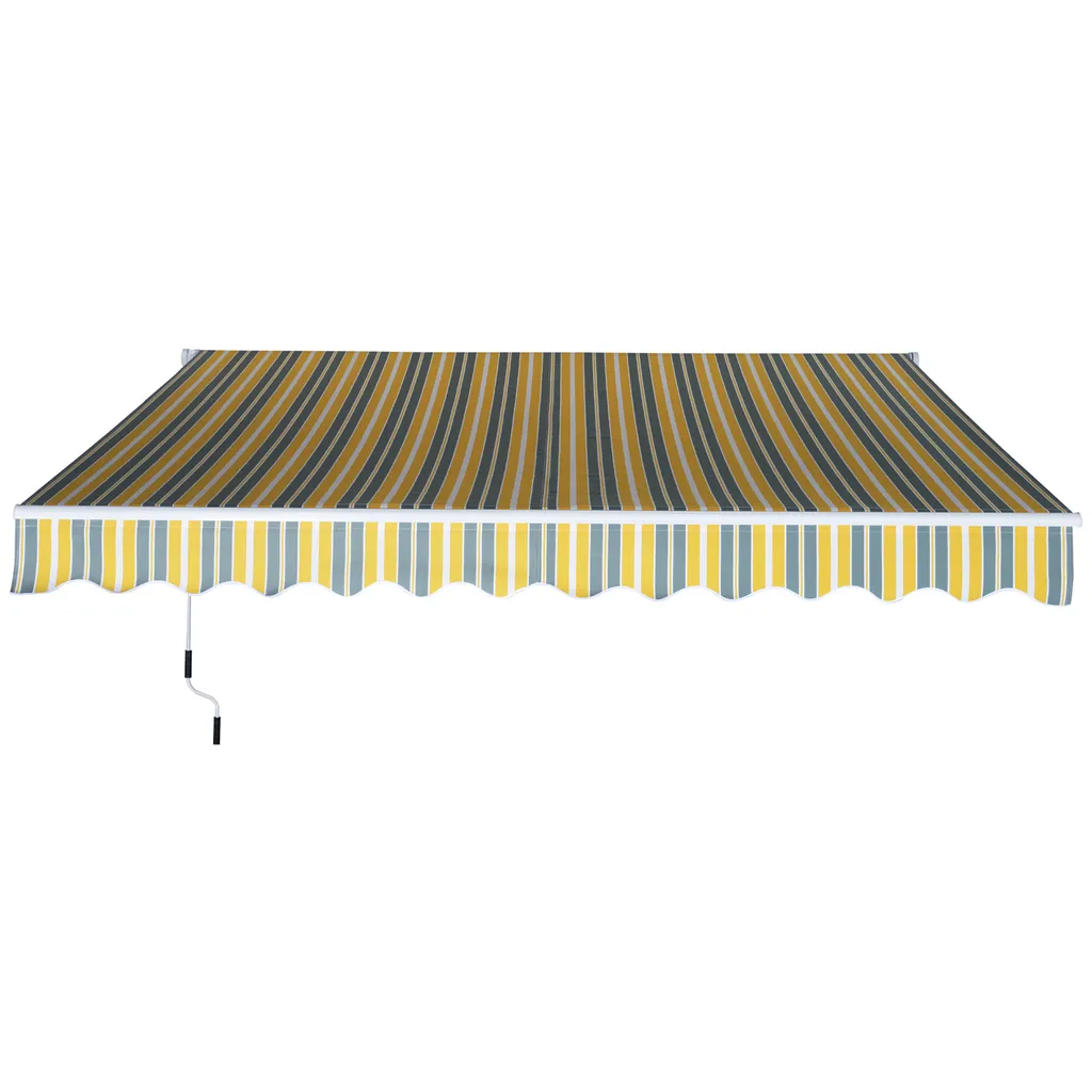 Outsunny Markise Gelenkarmmarkise Sonnenschutz Handkurbel Balkon Alu Gelb+Grau 3,5x2,5m 6 Outsunny Markise Gelenkarmmarkise Sonnenschutz Handkurbel Balkon Alu Gelb+Grau 3,5x2,5m – Bild 6