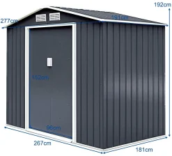 Dreamade Metall Gerätehaus, Gartenhaus Mit Metallfundament, Geräteschuppen, Metallschuppen 277x191x192 Cm, Garten Schuppen 7 Dreamade Metall Gerätehaus, Gartenhaus Mit Metallfundament, Geräteschuppen, Metallschuppen 277x191x192 Cm, Garten Schuppen -Garten- & Gewächshäuser Geschäft 3a6100a92512afc040ed1bcae15f440b