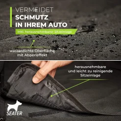 Brunolie GÜTEWERK SEATER Hundesitz Für Auto Rücksitz Für Kleine Bis Mittlere Hunde Max 45 Cm Schulterhöhe - Stabiles & Wasserfestes Material Schwarz - Hunde-Autositz Für Rückbank Faltbar - Schutz Für Autositze -Garten- & Gewächshäuser Geschäft 3a70690ba2067c88abdbb3b886e0f3f8