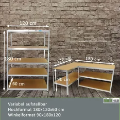 Baumarktplus XL Schwerlastregal 180x120x60 Cm Lagerregal 875 Kg Traglast -Garten- & Gewächshäuser Geschäft 3a827bcf8953ff90e7c8f91d0b63cc83