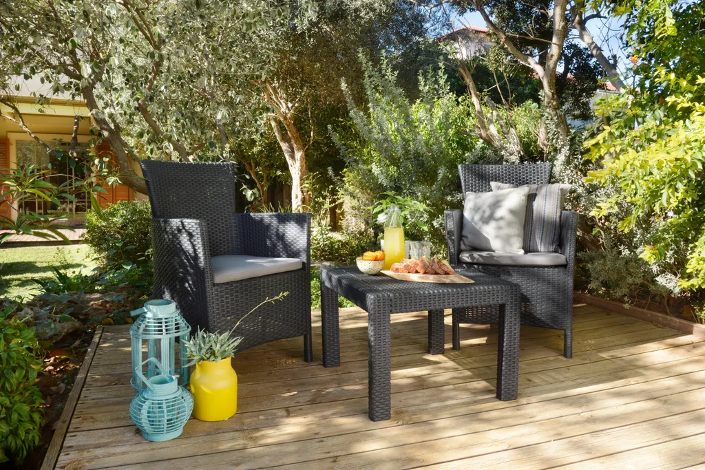 Keter Allibert Balkon- Und Gartenmöbel-Set Rosario Inkl. Sitzauflagen, Farbe Graphit 2 Keter Allibert Balkon- Und Gartenmöbel-Set Rosario Inkl. Sitzauflagen, Farbe Graphit – Bild 2