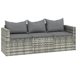 VidaXL 3-tlg. Garten-Lounge-Set Mit Kissen Grau Poly Rattan -Garten- & Gewächshäuser Geschäft 3ab4c5ebb023d912a1cad81141fbfd70