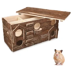 Navaris Hamsterhaus Aus Holz - Nager Haus Mit Abnehmbarem Dach - Hütte Hamster Goldhamster Zwerghamster Mäuse - Schlafhaus Spielhaus Für Käfige