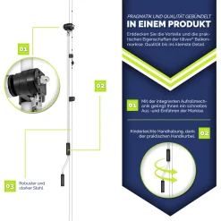 Tillvex Balkonmarkise 300 Cm Grau/Weiß Gelenkarm Markise Klemmmarkise Sonnenmarkise Balkon Ohne Bohren 11 Tillvex Balkonmarkise 300 Cm Grau/Weiß Gelenkarm Markise Klemmmarkise Sonnenmarkise Balkon Ohne Bohren -Garten- & Gewächshäuser Geschäft 3ac6aefbc731410ab77573099d8e6531 5