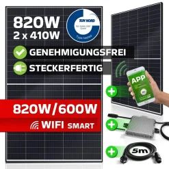 VSUN 820 W / 600 W Balkonkraftwerk Photovoltaik Solaranlage Steckerfertig WIFI Smart