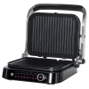 HOMCOM Kontaktgrill 95° Aufklappbar Optigrill Intelligente Zeitkontrolle Multi-Funktionen 2100 W Tischgrill 8 Modi 220-240V/50Hz Alu+Stahl Silber+Schwarz 38 X 33 X 20 Cm