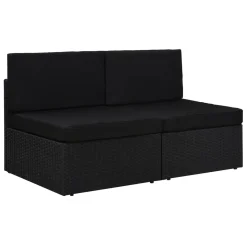 VidaXL Modulares 2-Sitzer-Sofa Poly Rattan Schwarz
