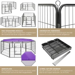 LovPet Welpenlaufstall Freilaufgehege Welpenauslauf Hundelaufstall Tierlaufstall Hunde, Mit Tür Und Wetterfester Laufstall Für Hund, Katze, Welpe, Kaninchen, Meerschweinchen, Größe:XXL (mit Schutzplane) -Garten- & Gewächshäuser Geschäft 3c132bdeeb834f11d6a310c8681372ee