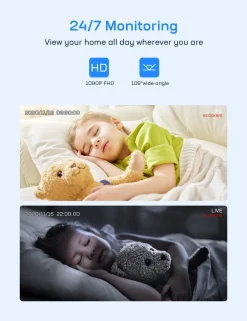 Teckin Überwachungskamera Innen Wlan Handy Mit App, 1080P IP Camera Surveillance Camera Indoor Mit Nachtsicht, 2-Wege-Audio, Bewegungs- Und Geräuscherkennung Für Haussicherheit -Garten- & Gewächshäuser Geschäft 3c178f6e7e5a1366dab0b44c04b1543d