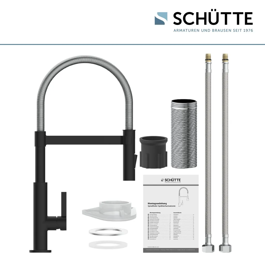 Schütte SCHÜTTE Küchenarmatur MIAMI, Spiralfederarmatur Mit Geschirrbrause, Wasserhahn Ausziehbar, Wasserhahn Mischbatterie Chrom/Schwarz Matt 8 Schütte SCHÜTTE Küchenarmatur MIAMI, Spiralfederarmatur Mit Geschirrbrause, Wasserhahn Ausziehbar, Wasserhahn Mischbatterie Chrom/Schwarz Matt – Bild 8