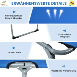 COSTWAY Sonnenliege Mit Kopfstütze, Klappbarer Liegestuhl, Strandliege Mit 5 Verstellbaren Rückenlehne, Gartenliege Für Garten, Strand, 194 X 60 X 36 Cm (Blau) -Garten- & Gewächshäuser Geschäft 3c7f077be72398fe75537ce434ac990d