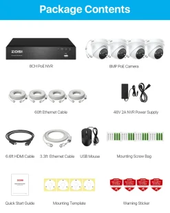 ZOSI 4K POE Überwachungskamera System Mit 8CH 2TB HDD NVR, 4X 8MP Außen PoE IP Kameras, Personenerkennung, Weißlicht, Alarm, C225 -Garten- & Gewächshäuser Geschäft 3c8247704e0d640b28afdd9d1bc7a679