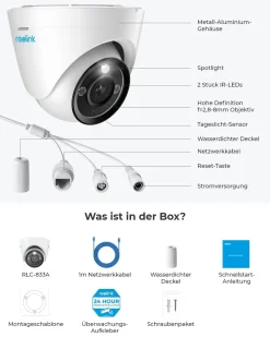 Reolink 4K PoE Überwachungskamera Aussen Mit Spotlight, 3X Optischer Zoom PoE IP Outdoor Kamera, Smarte Bewegungserkennung, Human/Auto/Tier-Erkennung, 2-Wege-Audio, Zeitraffer, RLC-833A -Garten- & Gewächshäuser Geschäft 3c9bbd96ea543ce946c740e482416c94