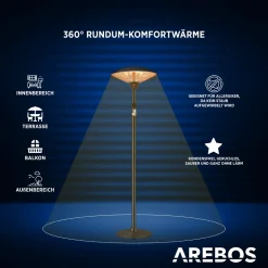 AREBOS - Standheizstrahler, Wärmelampe, Terrassenheizstrahler, 2 Heizstufen, Schwarz 14 AREBOS - Standheizstrahler, Wärmelampe, Terrassenheizstrahler, 2 Heizstufen, Schwarz -Garten- & Gewächshäuser Geschäft 3caeefe7351c1c22480bf2d0c13278f2