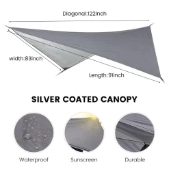 Topchances Camping Hängematte Mit Moskitonetz Und Tarp, Reise Zeltplane Für Outdoor,Wandern,Trekking (Grau+Dunkelgrün) -Garten- & Gewächshäuser Geschäft 3ccabc9fa37533a30121c6bd3c9dd433