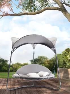 LECO Doppelschwingliege, Grau, Stahl/Textilene, 209 X 209 X 205 Cm -Garten- & Gewächshäuser Geschäft 3ccc9d73405d11c39ea6b83393b872aa